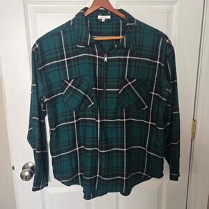 Maurices Women's Green/Black Light Weight Long Sleeve Button up Flannel XL